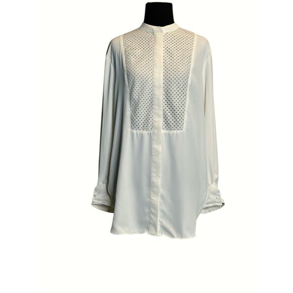 H&M white long sleeves hidden button tunic blouse size Small - Picture 13 of 16